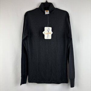 Mary Green Vintage 100% Silk Turtleneck Long Sleeve Top Black Stretch Soft NWT